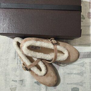 Alaïa Suede Mary Jane Flats With Fleece Lining